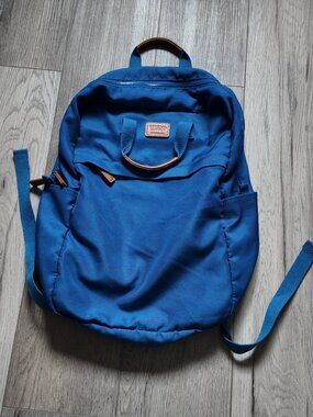 General Supply Goods Co Minimalist Backpack Blue Leather Accent School Travel